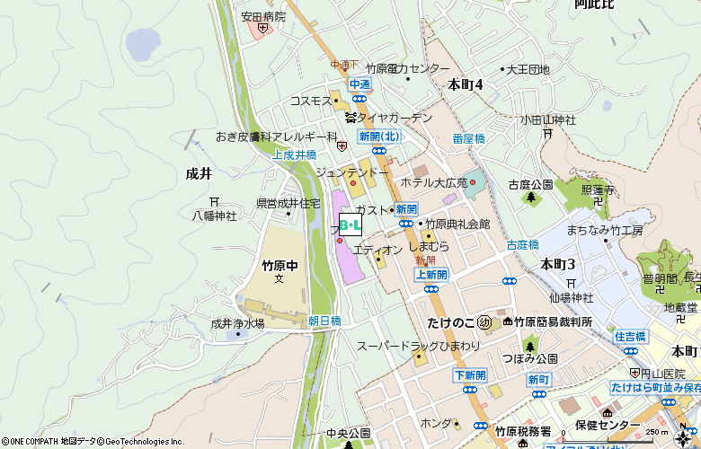 タナカ　パルティーフジ竹原店付近の地図